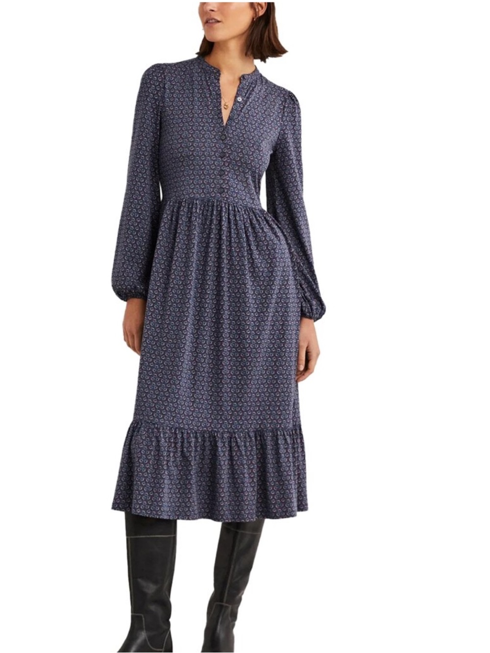 Boden buttoned jersey midi dress